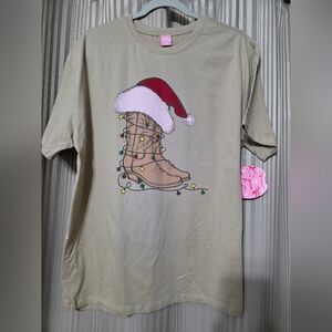 Festive Beige Short Sleeve Tee
